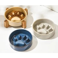 Anti Schling Napf | Hunde Und Katzen Slow Feeder Keramiknapf Mit Holzgestell Nassfutter Trockenfutter von HeartsForDesigns