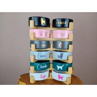 Fressnapf | 2x 400Ml 850Ml 1800Ml Futternapf Personalisiert Doppelfressnapf Hund Katze Bambushalter Geschenkidee von HeartsForDesigns