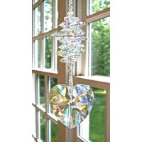 Aurora Borealis Kristall Herz Suncatcher, Fenster Ornament Prisma, Vollständig Mit Swarovski Kristallen Gemacht - Glitzert Bei Wenig Licht "Lyric Ab" von HeartstringsByMorgan