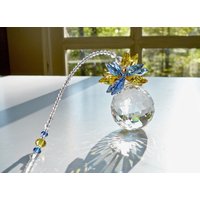 Blau Und Gelb Swarovski Crystal Prism Suncatcher, Regenbogen Maker, Komplett - "Emma" von HeartstringsByMorgan