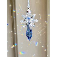 Blauer Engel Swarovski Kristall Suncatcher Prisma Für Autospiegel Oder Zuhause - "Faith" Schutzengel 3 Längen, 11 Farben von HeartstringsByMorgan