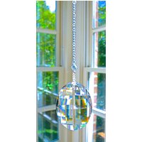 Kristall Suncatcher Mit Seltenen Vintage 50 Mm Matrix Swarovski Kristallen Und Perlen, Handgefertigt, Hellblauem Kristallstrang von HeartstringsByMorgan