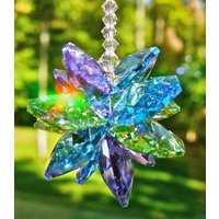 Handgefertigte Swarovski Kristallcluster in Blau, Grün Und Lila, Made Mit Kristallen, Suncatcher Für Auto Oder Haus - 2 Längen "Allison von HeartstringsByMorgan