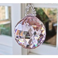 Kristallkugel Prisma, Lichtfänger Oder Deckenzug Mit 30 Mm Swarovski Und Perlen, 13 Farben Zur Auswahl - "Simplicity" von HeartstringsByMorgan