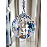 Regenbogen-Maker Mit Großer 40 Mm Klarer Swarovski Logo-Geätzter Kristallkugel Und Kristall-Perlen, Sonnenfänger - "Simplicity Grande" von HeartstringsByMorgan