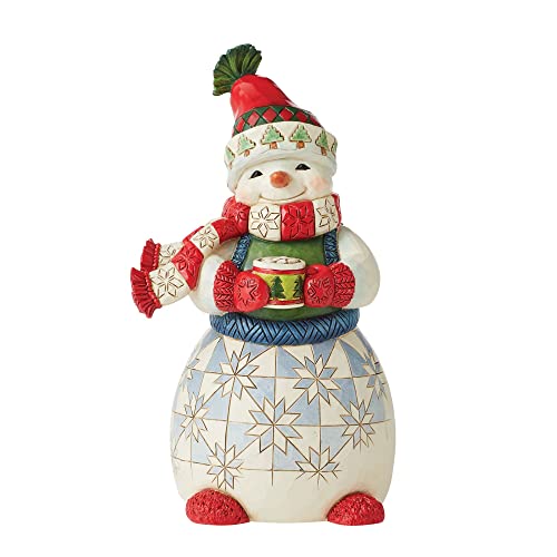 Heartwood Creek - Gemütliche Figur Schneemann mit heißem Kokosnuss von Enesco