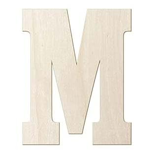 Buchstaben aus Kiefernholz, 15,2 cm, Größe M, unlackierte Holzbuchstaben für Wand, Weihnachtsdekoration, stehende Buchstaben, Scheiben, Schild, Dekoration (M) von Heather's cf