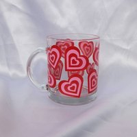 Retro Herz Glas Tasse - Valentinstag Geschenk in Großbritannien, Rosa Tasse, 70Er Jahre Geschenke Für Sie Rote Liebe Funky von HeatherandBumble