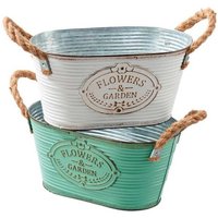 2Er Set Metall Zink Jardiniere 2Er Set Metall Zink Jardiniere von HeathersDekoShop