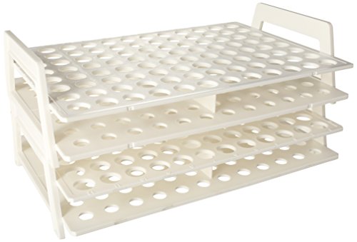 Heathrow Scientific HD120244 Microtube Rack für 1.5/2.0 mL Röhrchen, verstärktem Nylon, 96 Well, 210 mm Länge x 131 mm Breite x 54 mm Höhe, Weiß (4-er Pack) von Heathrow Scientific