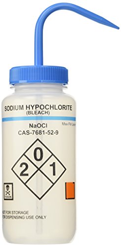 Heathrow Scientific HD120255 Sicherheit Wasche Flasche, Sodium Hypochloride, Selbstentlüftend, Weithals, 500 mL, Blau (6-er Pack) von Heathrow Scientific