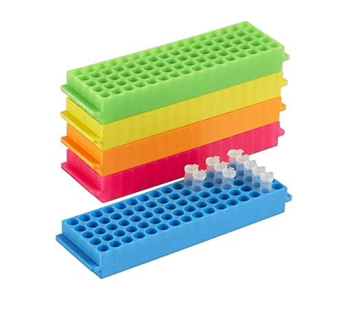 Heathrow Scientific HD29025B Microtube Rack, Polypropylene, 80 Well, 225 mm Länge x 67 mm Breite x 28 mm Höhe, Blau (5-er Pack) von Heathrow Scientific