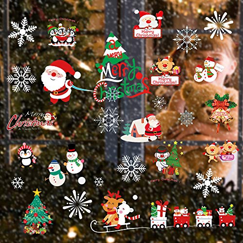 Heatigo Fensterbilder Weihnachten, 300 Schneeflocken Fenstersticker, Weihnachtsdeko Fenster,Fensteraufkleber PVC Fensterdeko Selbstklebend, für Türen Schaufenster Vitrinen Glasfronten Deko von Heatigo