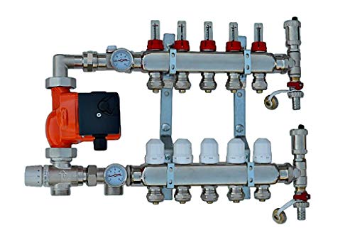 Festwertregelset für Fußbodenheizung aus edelstahl Heizkreisverteiler mit IBO Pumpe (6 Kreise) von Heating-Instal