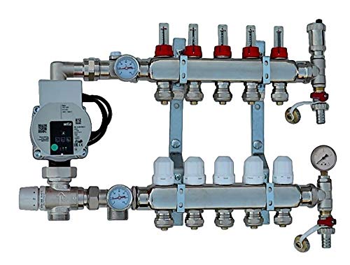 Festwertregelset für Fußbodenheizung aus edelstahl Heizkreisverteiler mit WILO Pumpe (3 Kreise) von Heating-Instal