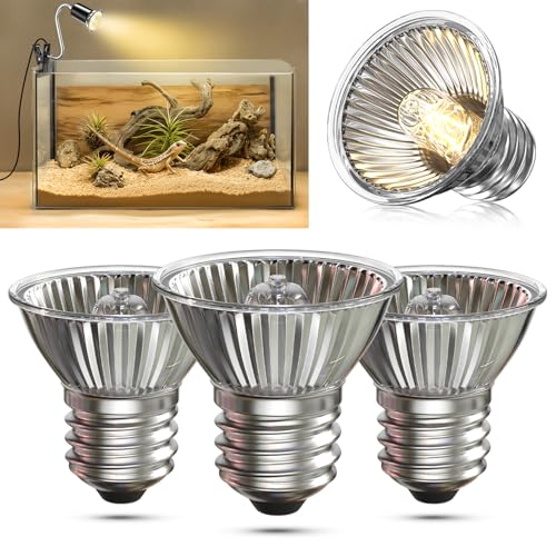 HeatingLux E27 Reptilien Wärmelampe Terrarium 50W UVA UVB Wärmelampe Schildkröten AC220-240V Dimmbar Wärmelampe Terrarium für Schildkröte, Schlange, Eidechse 4 Stück von HeatingLux