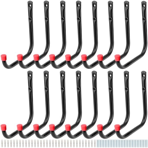 16 Stück Garagen-Aufbewahrungshaken, strapazierfähig, 17 cm, Wandmontage, J-Haken zum Aufhängen von Leitern, Gartengeräten, Schläuchen, Fahrrädern, Holz, Sportgeräten, Rasenmähern, Spielzeug und von Heavdace