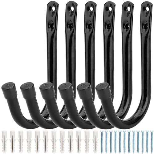 Garage Storage J Hook, 6 Pcs Steel Utility Hooks, 9cm Wall Mount Hooks for Organizing Garden Tools, Utility Room Accessories, Bulk Items von Heavdace