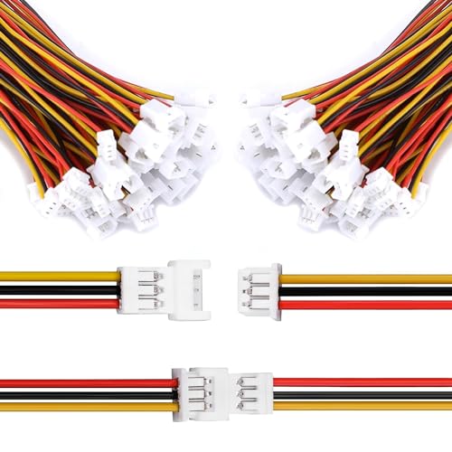 Heaveant JST Stecker, 20 Sätze/Pack Micro JST 1.25MM 3 Pin Männlichen Weiblichen Steckverbinder Stecker mit Drähten Kabel für LED Lampe Streife RC Spielzeug Batterie(3pin) von Heaveant