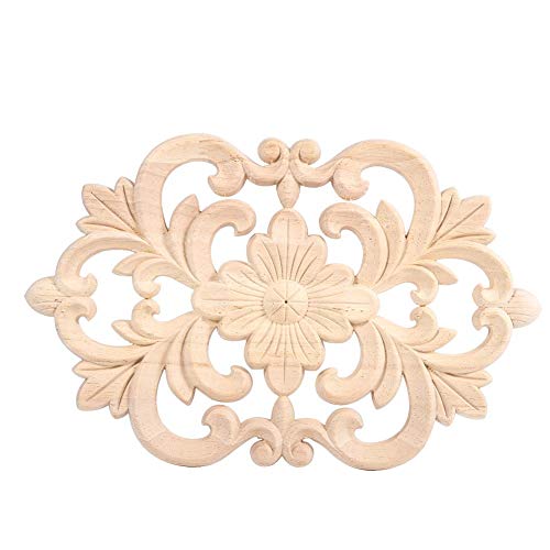 Heaveant Möbel Appliques, Holz Ornament, Holz Skulptur Flourish Applique Blumenmuster Möbel Wohnung Deko für die Dekoration von Haustürschränken(30 * 19CM) von Heaveant