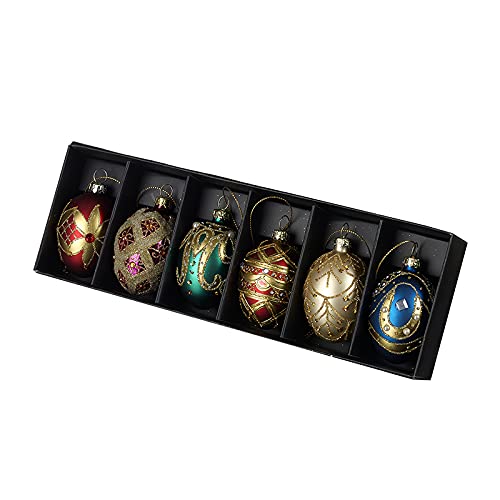 Heaven Sends Verzierte Eier-Weihnachtskugeln – traditionelles Set mit 6 Stück in Box von Heaven Sends