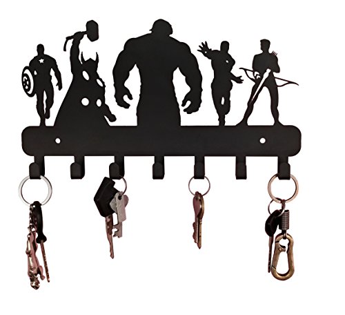 HeavenlyKraft Superheros Schlüsselhalter aus Metall, Wandmontage, Schlüssel-Organizer, 26 x 19 x 2,5 cm von HeavenlyKraft