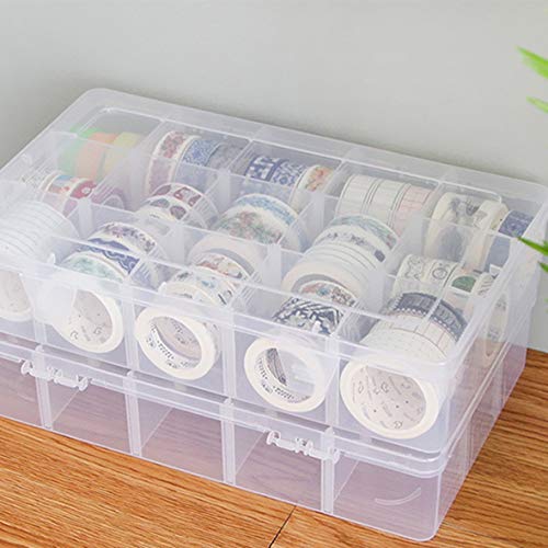 Heaviesk 15 Grids Desktop Tape Aufbewahrungsbox Mini Papier Sticker Tape Box transparente Kunststoffkoffer Handwerk Veranstalter von Heaviesk