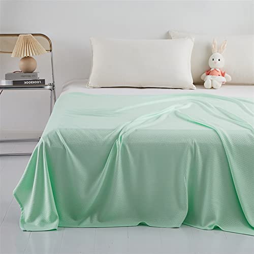 Heavyoff Bambusfaser Kühldecke, Selbstkühlend Sommerdecke mit Q-Max 0,43 Kühlfasern aus natürliche Bambus Tagesdecke Weiche Wohndecke für Kinder und Erwachsene Grün, 100x150cm von Heavyoff