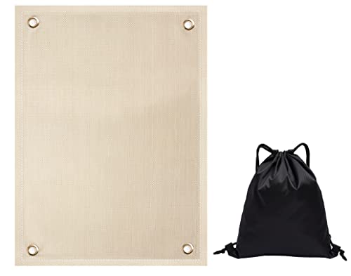 Heavyoff Feuerfeste Unterlage Hitzebeständige Feuerschale Matte Feuerfeste BBQ Grills Matte Splatter Protector Pad für Boden,Terrasse,Rasen,Camping,Deckschutz, Beige, 80x100cm von Heavyoff