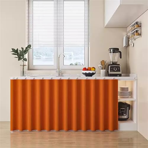 Heavyoff Kurze Fenstervorhänge, Verdunkelungsvorhang für Küche Fenster, Thermische Fensterbehandlung für Cafè Wohnzimmer Landhaus Orange, 100x60cm(B x H) von Heavyoff