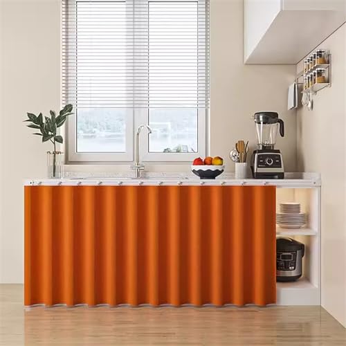 Heavyoff Kurze Fenstervorhänge, Verdunkelungsvorhang für Küche Fenster, Thermische Fensterbehandlung für Cafè Wohnzimmer Landhaus Orange, 80x80cm(B x H) von Heavyoff