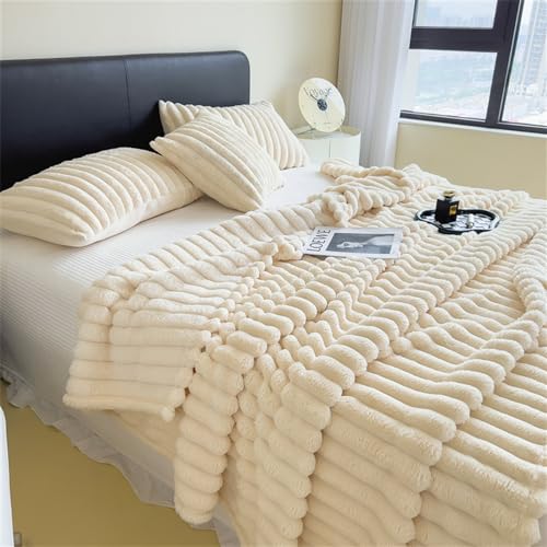 Heavyoff Kuscheldecke Flauschig Decke Fleecedecke, Sofadecke Wohndecke Warm Winter Weich als Couchdecke, Tagesdecke oder Sofaüberwurf Beige, 150x200cm von Heavyoff