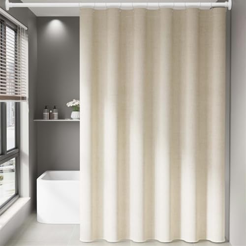 Heavyoff Leinen Texturiert Duschvorhang, Wasserdicht Duschvorhänge, Antischimmel Waschbar Stoff Badvorhang für Badezimmer, Beige, 240x200cm Heavyoff Leinen Texturiert Duschvorhang, Wasserdicht Duschvorhänge, Antischimmel Waschbar Stoff Badvorhang für Badezimmer, Beige, 240x200cm von Heavyoff