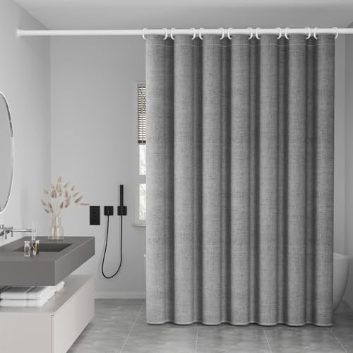 Heavyoff Leinen Texturiert Duschvorhang, Wasserdicht Duschvorhänge, Antischimmel Waschbar Stoff Badvorhang für Eck Dusche Kleine Badewanne, Grau, 120x200cm Heavyoff Leinen Texturiert Duschvorhang, Wasserdicht Duschvorhänge, Antischimmel Waschbar Stoff Badvorhang für Eck Dusche Kleine Badewanne, Grau, 120x200cm von Heavyoff