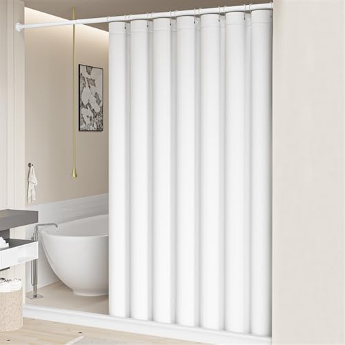 Heavyoff Leinen Texturiert Duschvorhang, Wasserdicht Duschvorhänge, Antischimmel Waschbar Stoff Badvorhang für Eck Dusche Kleine Badewanne, Weiß, 180x200cm Heavyoff Leinen Texturiert Duschvorhang, Wasserdicht Duschvorhänge, Antischimmel Waschbar Stoff Badvorhang für Eck Dusche Kleine Badewanne, Weiß, 180x200cm von Heavyoff