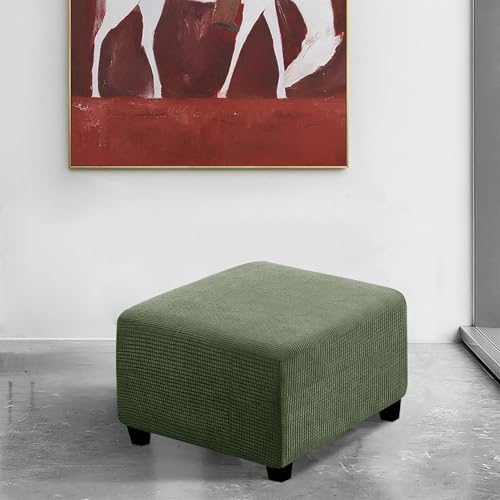 Heavyoff Ottomane Schonbezug Hocker Bezug, Hocker Husse für Fußhocker Rechteckig, Stretch Bezug Ottomane Abdeckung Überzug Hocker Protector Waschbar Hockerabdeckung, Dunkelgrün, L von Heavyoff