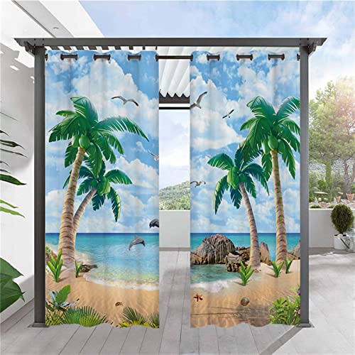 Heavyoff Outdoor Vorhänge Wasserdicht, Wetterfest Sichtschutz Terrasse Sonnenschutz für Balkon Veranda Pergola Gartenlaube 1 Stück, Stil 10, 117x160cm von Heavyoff