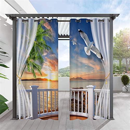 Heavyoff Outdoor Vorhänge Wasserdicht, Wetterfest Sichtschutz Terrasse Sonnenschutz für Balkon Veranda Pergola Gartenlaube 1 Stück, Stil 16, 120x213cm von Heavyoff