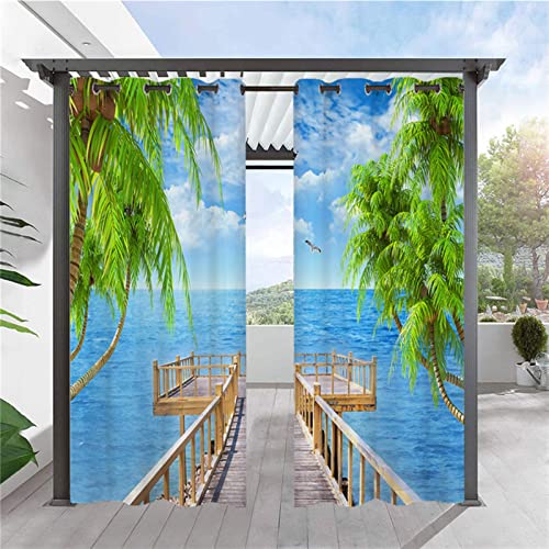 Heavyoff Outdoor Vorhänge Wasserdicht, Wetterfest Sichtschutz Terrasse Sonnenschutz für Balkon Veranda Pergola Gartenlaube 1 Stück, Stil 5, 117x160cm von Heavyoff