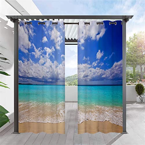 Heavyoff Outdoor Vorhänge Wasserdicht, Wetterfest Sichtschutz Terrasse Sonnenschutz für Balkon Veranda Pergola Gartenlaube 2 Stück, Stil 11, 210x230cm von Heavyoff