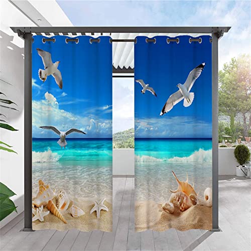 Heavyoff Outdoor Vorhänge Wasserdicht, Wetterfest Sichtschutz Terrasse Sonnenschutz für Balkon Veranda Pergola Gartenlaube 2 Stück, Stil 12, 200x200cm von Heavyoff