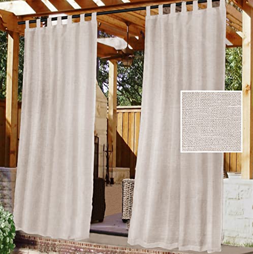 Heavyoff Outdoor Vorhang Transparent Wasserdicht Sichtschutz Sonnenschutz Voile Gardinen mit Abnehmbaren Schlaufen Für Balkon Terrasse, 2 Stück Kahki, 132x241cm von Heavyoff