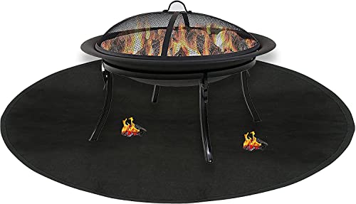 Heavyoff Runde Feuerschale Matte Feuerfeste Feuerstelle Matte Hitzebeständige Feuerstelle Pad BBQ Grills Matte für Boden,Terrasse,Rasen,Camping,Deckschutz, Schwarz, 36" / 91cm von Heavyoff