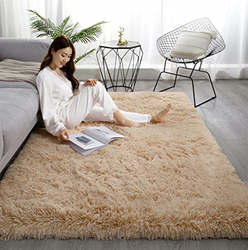 Heavyoff Shaggy Teppich Hochflor Langflor Teppiche Rutschfester Bodenteppichmatte Kindermatte für Wohnzimmer Khaki, 120x160cm von Heavyoff