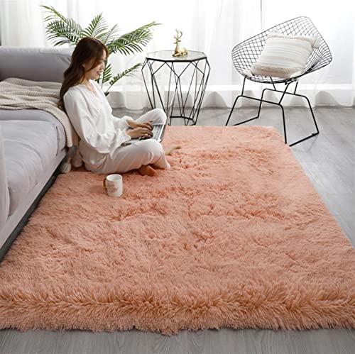 Heavyoff Shaggy Teppich Hochflor Langflor Teppiche Rutschfester Bodenteppichmatte Kindermatte für Wohnzimmer Orange, 140x200cm von Heavyoff