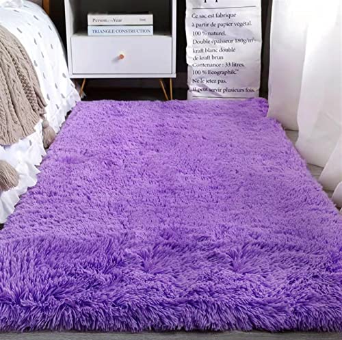 Heavyoff Shaggy Teppich Hochflor Langflor Teppiche Rutschfester Bodenteppichmatte Kindermatte für Wohnzimmer Violett, 120x160cm von Heavyoff