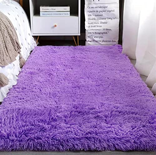 Heavyoff Shaggy Teppich Hochflor Langflor Teppiche Rutschfester Bodenteppichmatte Kindermatte für Wohnzimmer Violett, 80x160cm von Heavyoff