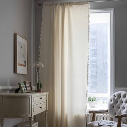 Heavyoff Wohnzimmer Vorhänge Gardinen Boho Gardine Semi-transparent Leinenvorhang Curtains 1 Stück für Fenster Schlafzimmer, Stil 3, 150x60cm von Heavyoff