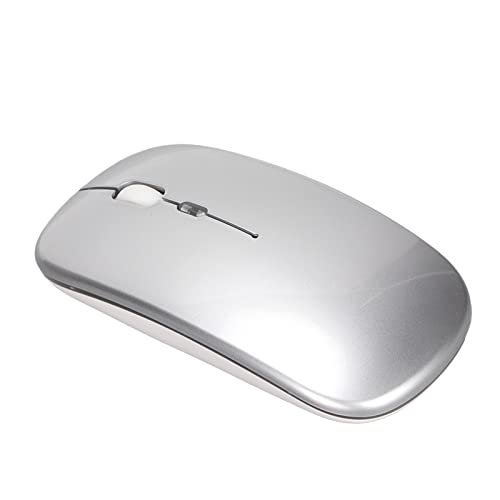 Heayzoki Bluetooth-Maus für Laptop, Leise Kabellose Maus 2,4 G Ergonomische Dual Mode LED-Atmungslicht Büro-Maus 500 MAh Wiederaufladbarer Akku Einstellbare Ultradünne Maus(Silber) von Heayzoki