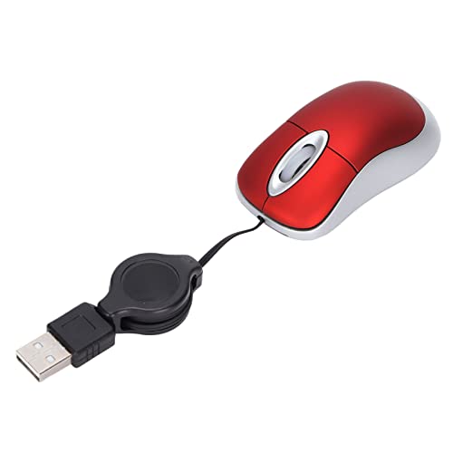 Kabelgebundene Maus, Optische -Reise-USB-Maus mit Einziehbarem Kabel Portable 1600 DPI Optische Auflösung USB-Mäuse 3-Wege-Rad-Design-Computerzubehör, Plug and Play, für von Heayzoki